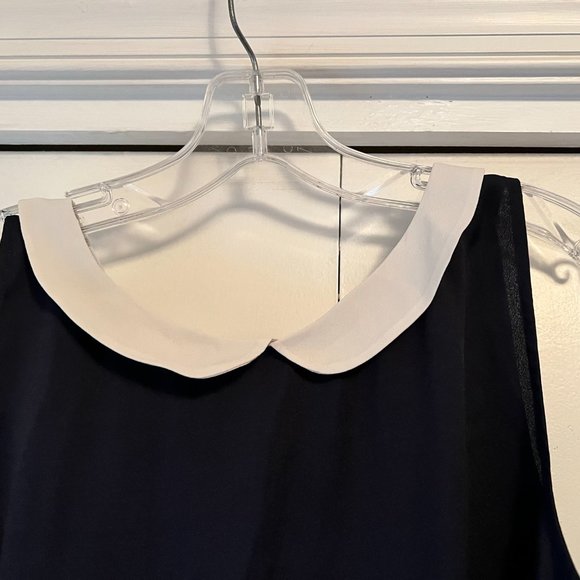 NWOT! Loft Peter Pan Collar Tank Blouse - Navy and White - Medium - Picture 2 of 4